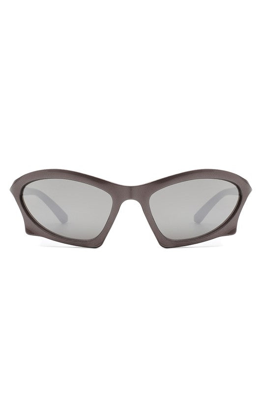 Rectangle Sport Geometric Wrap Around Sunglasses