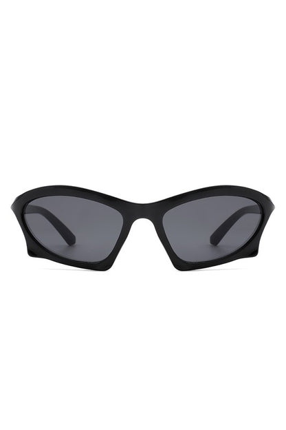 Rectangle Sport Geometric Wrap Around Sunglasses