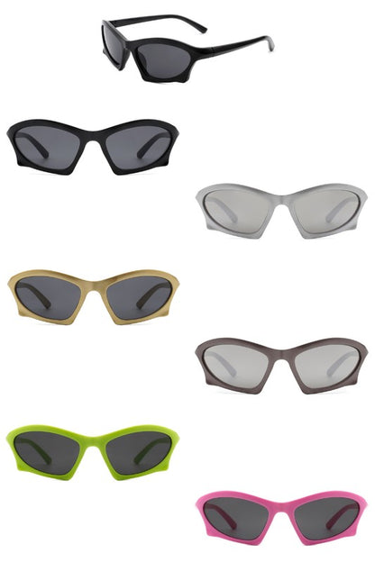 Rectangle Sport Geometric Wrap Around Sunglasses