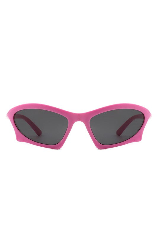 Rectangle Sport Geometric Wrap Around Sunglasses