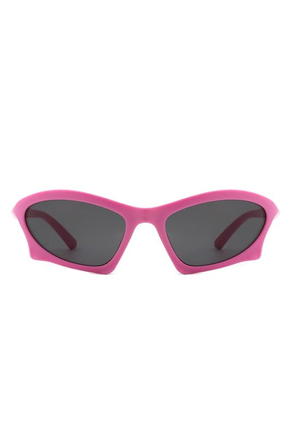 Rectangle Sport Geometric Wrap Around Sunglasses