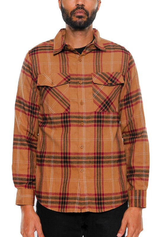 LONG SLEEVE FLANNEL FULL PLAID CHECKERED SHIRT