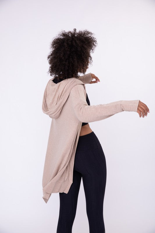 Longline Hooded Cardigan with Pockets