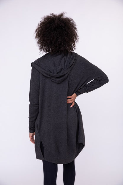 Longline Hooded Cardigan with Pockets