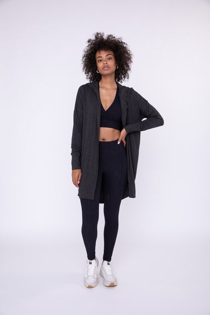 Longline Hooded Cardigan with Pockets