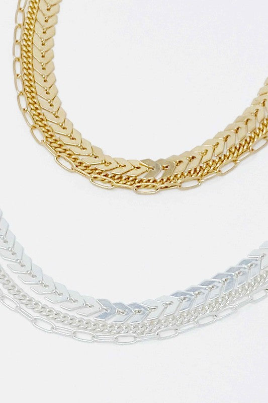 Chevron Chain Anklet, Set of 3