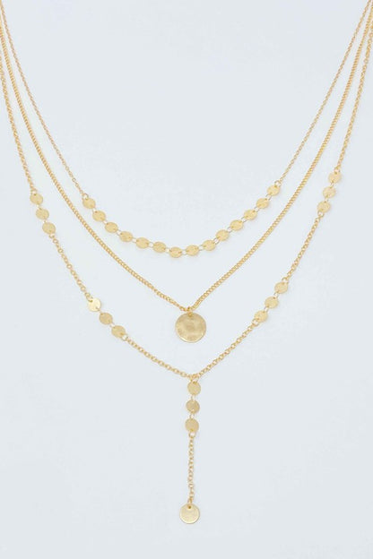 Disc Drop Layered Necklace