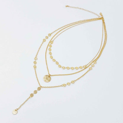 Disc Drop Layered Necklace