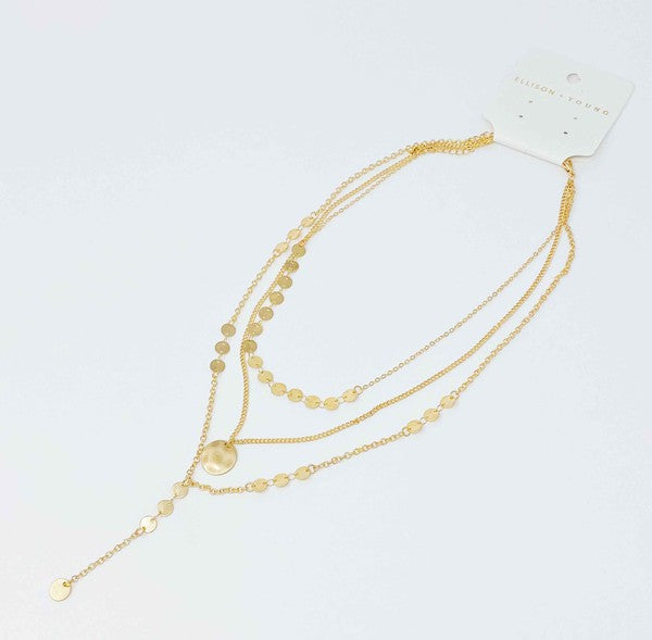 Disc Drop Layered Necklace