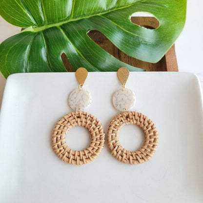 Lana Earrings - Dark Rattan