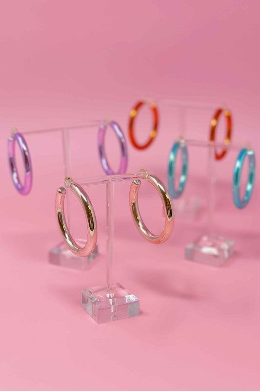 Colored Tube Hoop Earrings