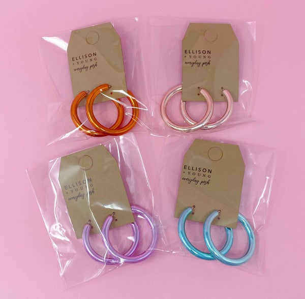 Colored Tube Hoop Earrings