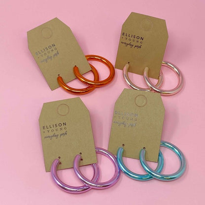 Colored Tube Hoop Earrings