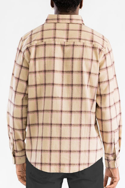 LONG SLEEVE FLANNEL FULL PLAID CHECKERED SHIRT