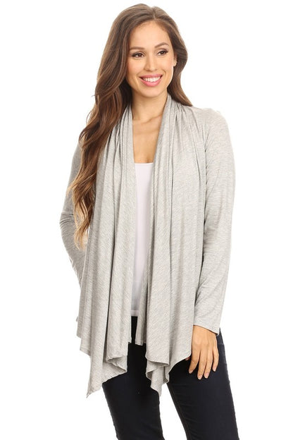 Solid Waist length cardigan in a loose fit