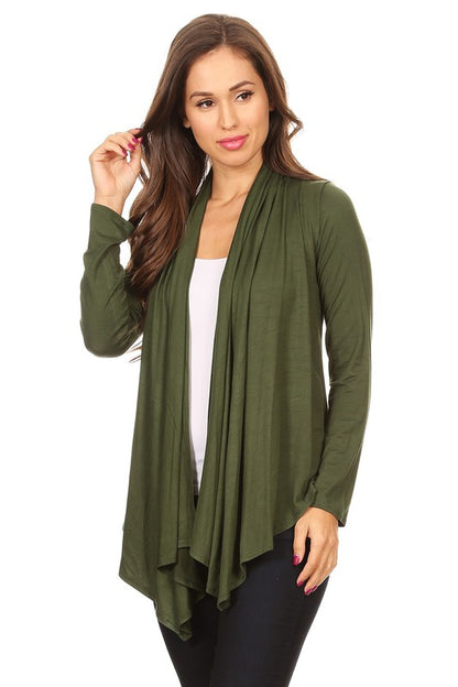 Solid Waist length cardigan in a loose fit