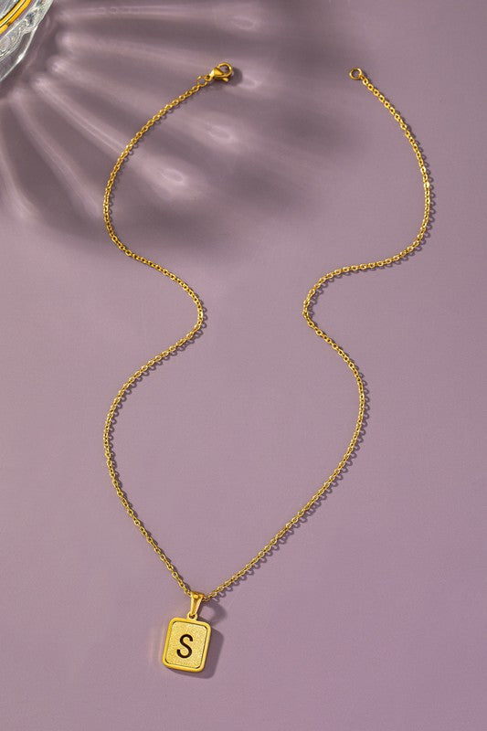 Brass diamond dust cut out initial necklace