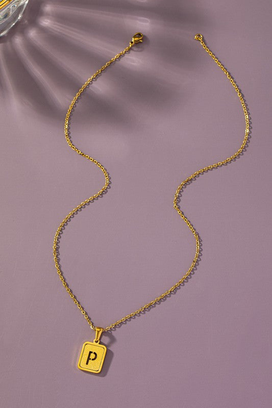 Brass diamond dust cut out initial necklace