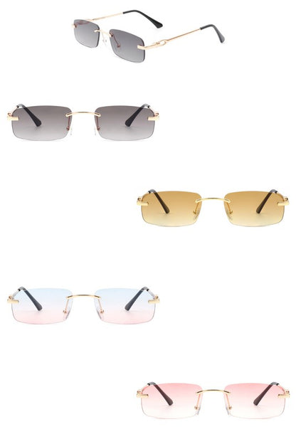 Rectangle Narrow Fashion Tinted Retro Sunglasses