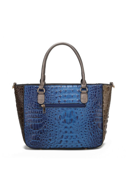 MKF Collection Faux Crocodile-Embossed Satchel Bag