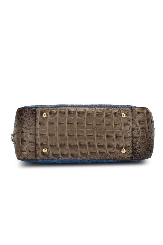 MKF Collection Faux Crocodile-Embossed Satchel Bag