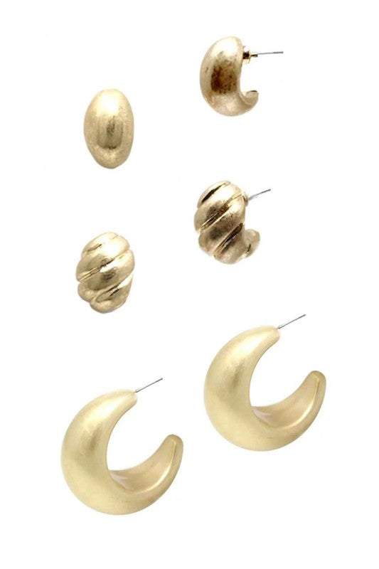 Set Of 3, Perfect Mix Hoop Earrings