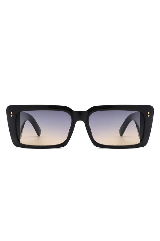 Rectangle Flat Top Retro Tinted Chunky Sunglasses