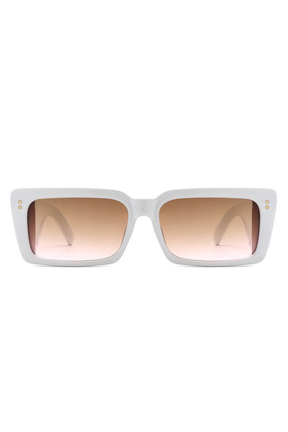 Rectangle Flat Top Retro Tinted Chunky Sunglasses