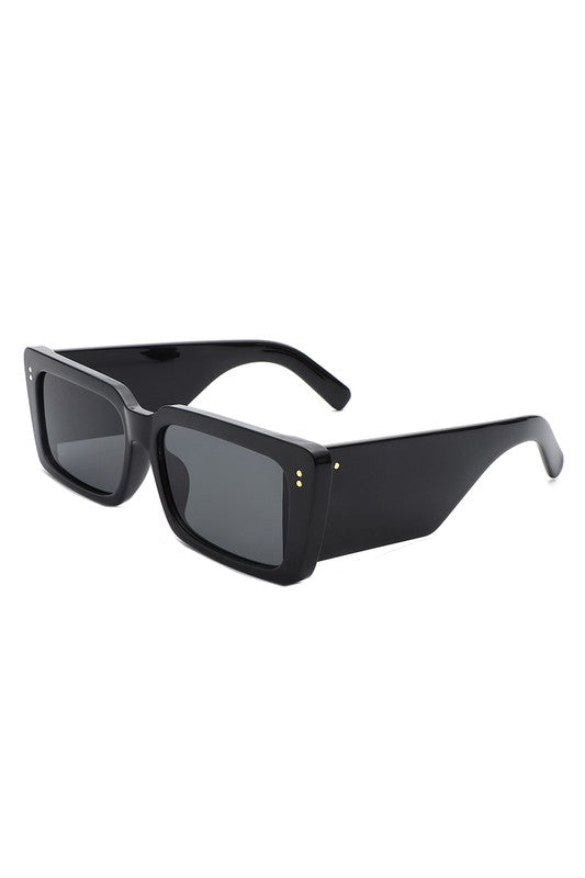 Rectangle Flat Top Retro Tinted Chunky Sunglasses