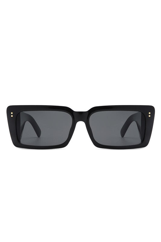 Rectangle Flat Top Retro Tinted Chunky Sunglasses