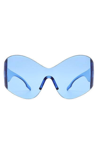 Fashion Rimless Oversized Wraparound Sunglasses