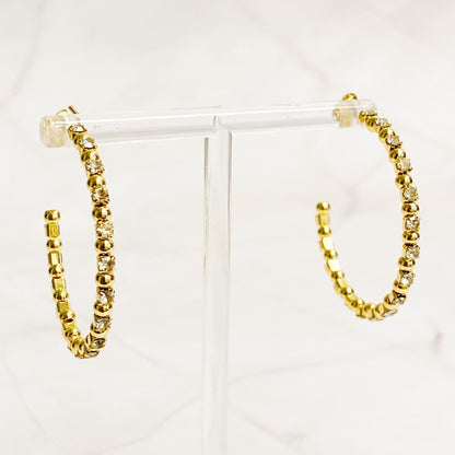 Ball And Jewel Hoop Earrings