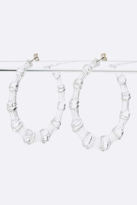 Iconic Cleared Transparent Bamboo Hoop Earrings