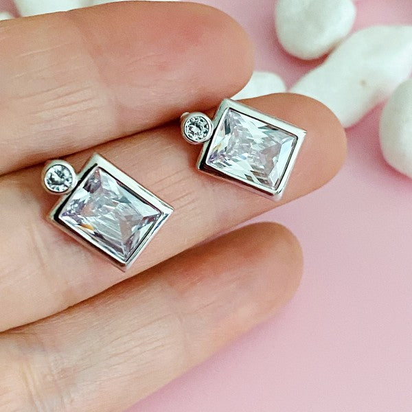 Sparkly Square Stud Earrings