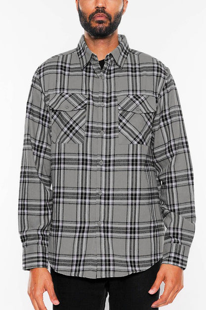 LONG SLEEVE FLANNEL FULL PLAID CHECKERED SHIRT