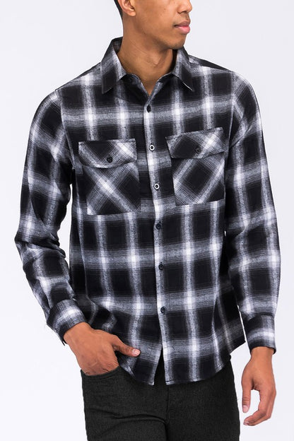 FULL PLAID CHECKERED FLANNEL LONG SLEEVE