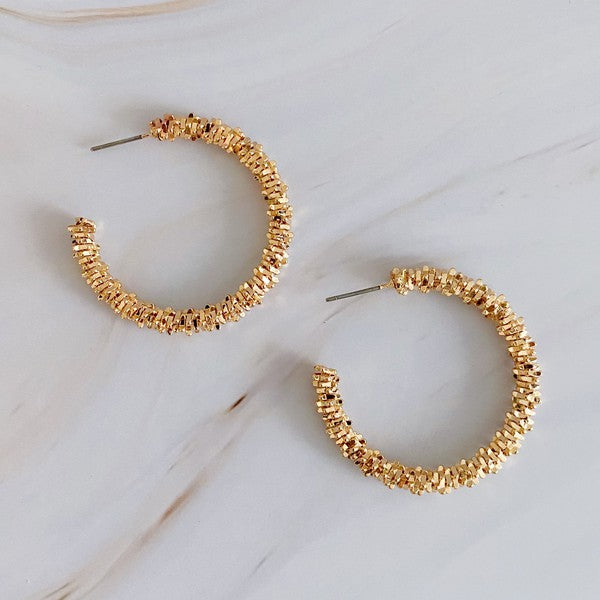 Golden Pebbles Hoop Earrings