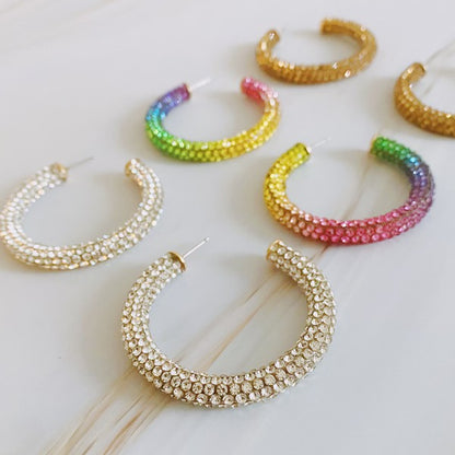 Retro Bling Hoop Earrings