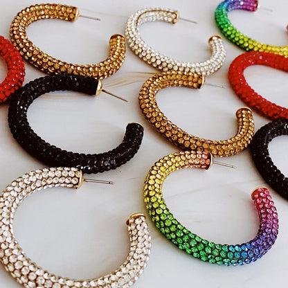 Retro Bling Hoop Earrings