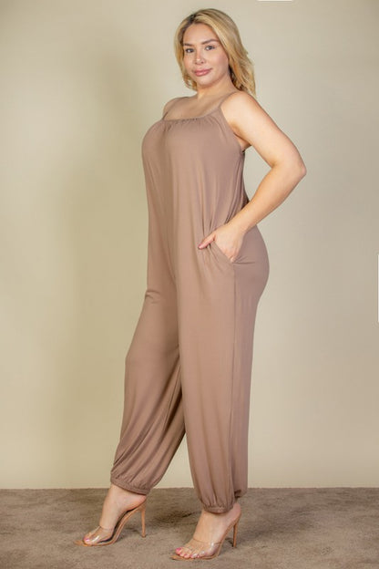 PLUS SIZE SLEEVELESS JOGGER JUMPSUIT