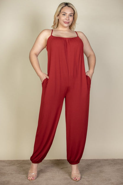 PLUS SIZE SLEEVELESS JOGGER JUMPSUIT