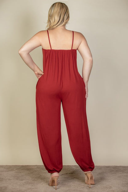 PLUS SIZE SLEEVELESS JOGGER JUMPSUIT