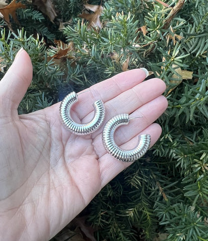 Silver Chrome Acrylic Hoop Earrings