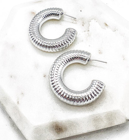 Silver Chrome Acrylic Hoop Earrings