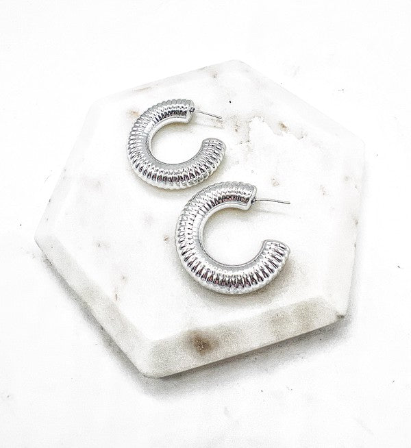 Silver Chrome Acrylic Hoop Earrings