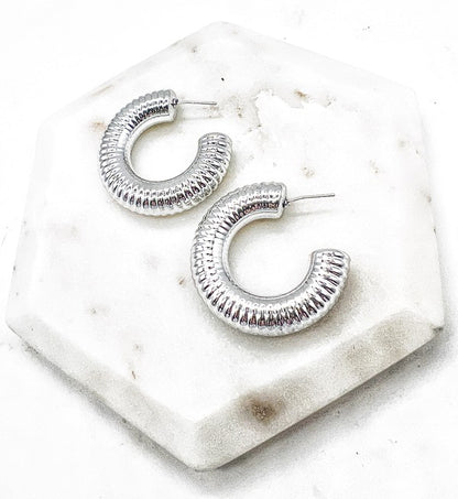 Silver Chrome Acrylic Hoop Earrings