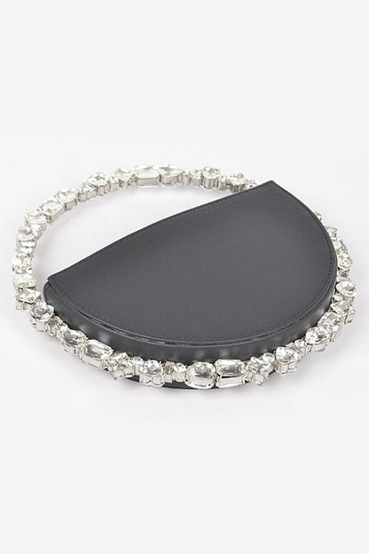 Crystal Handle Metallic Circle Clutch