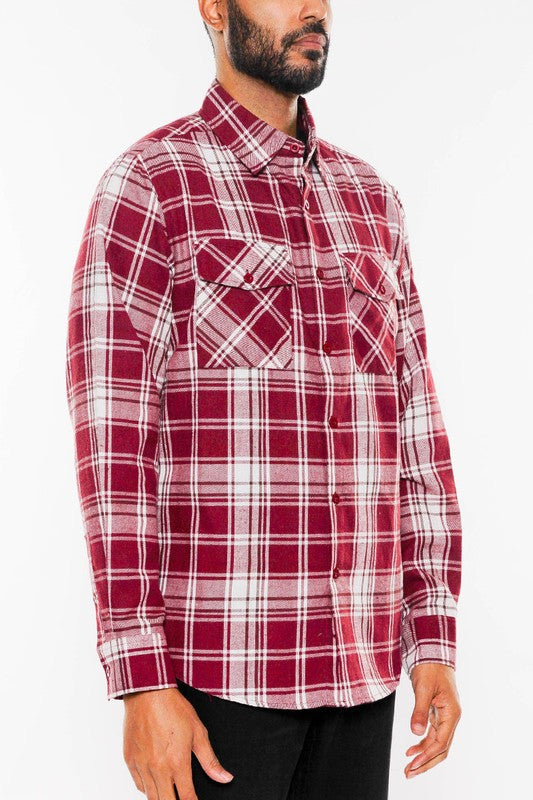 LONG SLEEVE FLANNEL FULL PLAID CHECKERED SHIRT