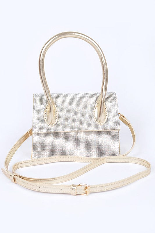 Single Handle Rhinestone Metallic Crossbody Bag