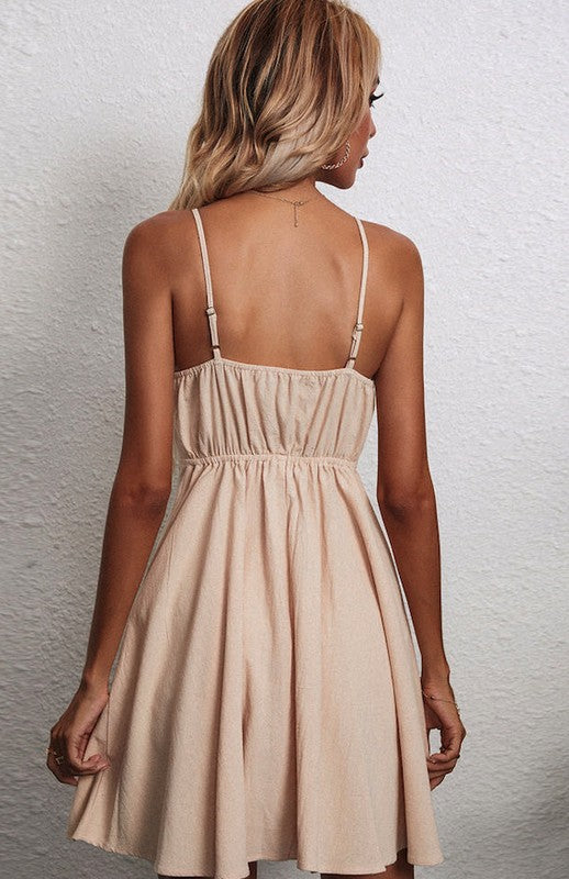 V-neck front bow dress